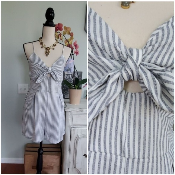 Romper w/Tie Front & Cut Out Detail - Picture 2 of 6